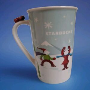 Starbucks Coffee Cup Winter 2011 Tea Mug Airplane Skating Sled Dog Christmas